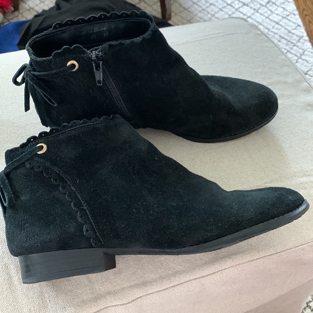 Jack Rogers Black Suede Scallop Booties Size 8